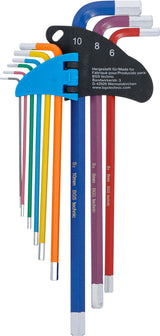 L-TYPE WRENCH SET | MULTICOLOUR | EXTRA LONG | INTERNAL HEXAGON 1.5 - 10 MM | 9 PCS. (74456B)