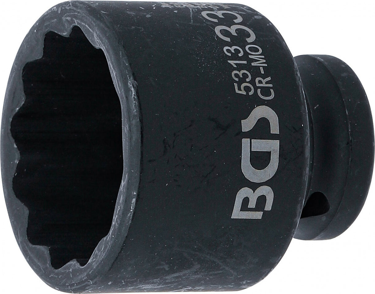 IMPACT SOCKET, 12-POINT | 12.5 MM (1/2") DRIVE | 33 MM (5313)