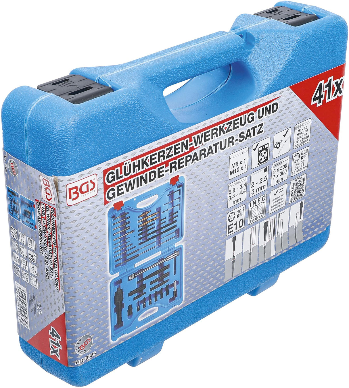 GLOW PLUG REMOVAL AND THREAD REPAIR SET | M8, M10 | 41 PCS. (9565)