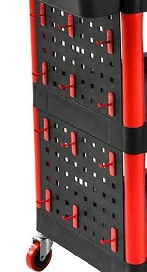 WORKSHOP TROLLEY | 3-LEVEL COMPOSITE WITH PARTS STORAGE | + 2 PERFORATIONS WITH 8 HOOKS (WT3P)