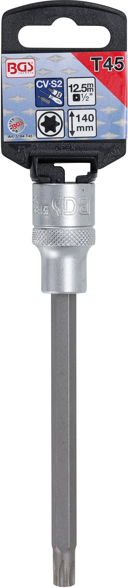 BIT SOCKET | LENGTH 140 MM | 12.5 MM (1/2") DRIVE | T-STAR (FOR TORX) T45 (5184-T45)