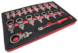 SET OF INSERTED FLEX RING WRENCHES | RATCHETING / STANDARD | 8 - 22 MM | 19 PCS. (RWS19)