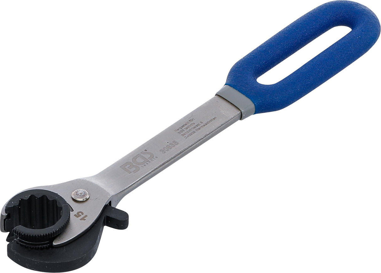 RATCHET RING SPANNER, OPEN | 15 MM (30835)