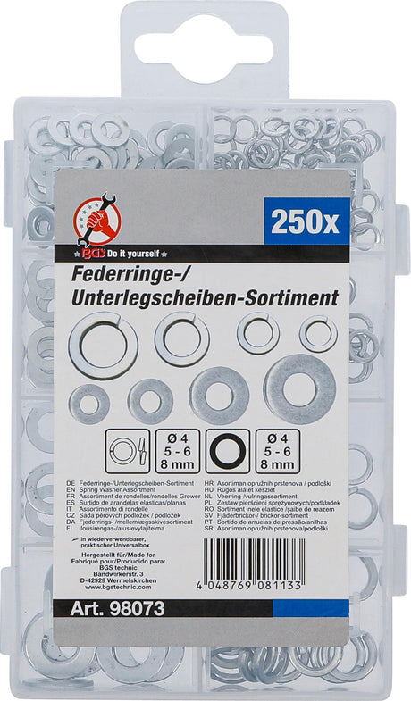 SPRING WASHER / WASHER ASSORTMENT | Ø 4 - 8 MM | 250 PCS. (98073)