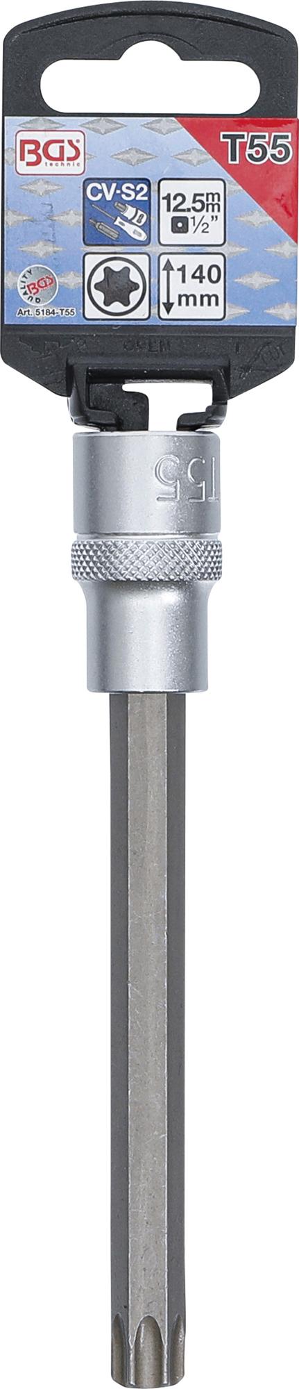 Ruuvikärki puristettu hylsyyn | pituus 140 mm | 12,5 mm (1/2") | T-Star (Torx) T55 (5184-T55)