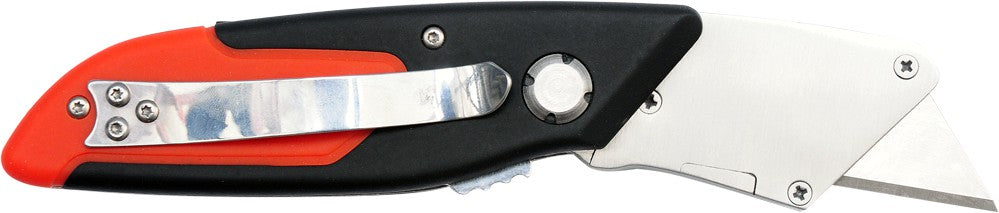UTILITY KNIFE WITH TRAPEZOIDAL BLADES, RUBBERIZED (YT-76061)