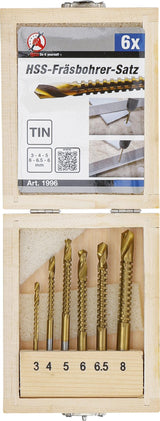 HSS MILLING DRILL SET | TITANIUM COATED | 3 - 8 MM | 6 PCS. (1996)