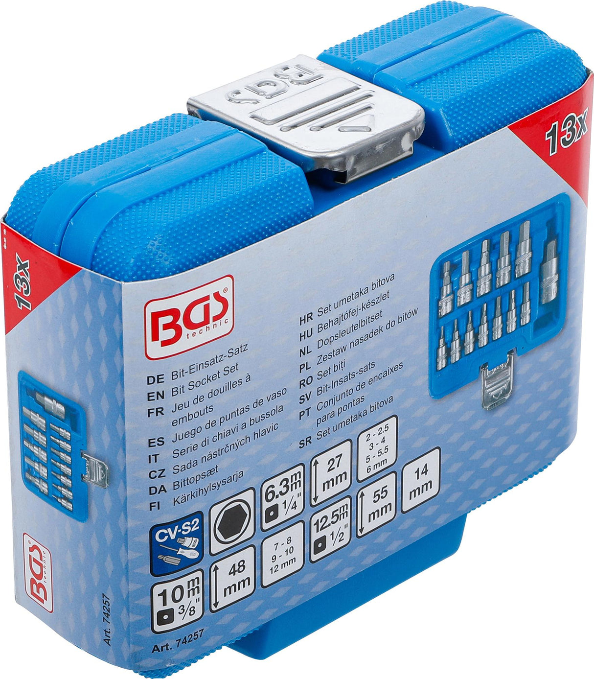 BIT SOCKET SET | 6.3 MM (1/4) / 10 MM (3/8") / 12.5 MM (1/2") DRIVE | INTERNAL HEXAGON 2 - 14 MM | 13 PCS. (74257)