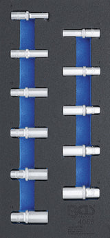 TOOL TRAY 1/3: SOCKETS, HEXAGON | 10 MM (3/8") | 8 - 19 MM | DEEP | 11 PCS. (4058)