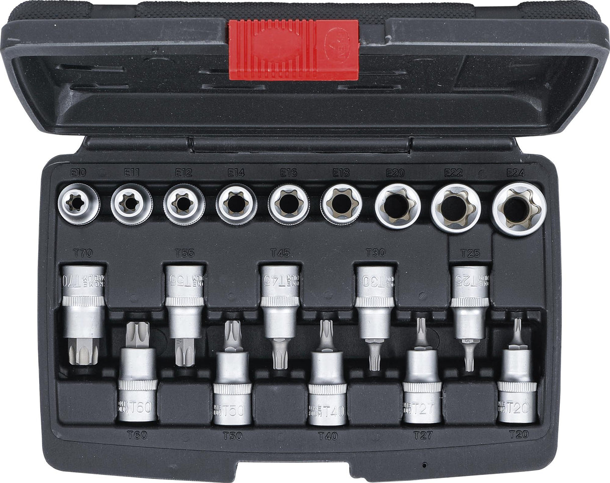 BIT SOCKET / SOCKET SET | 12.5 MM (1/2") DRIVE | T-STAR (FOR TORX) / E-TYPE | 19 PCS. (95100)