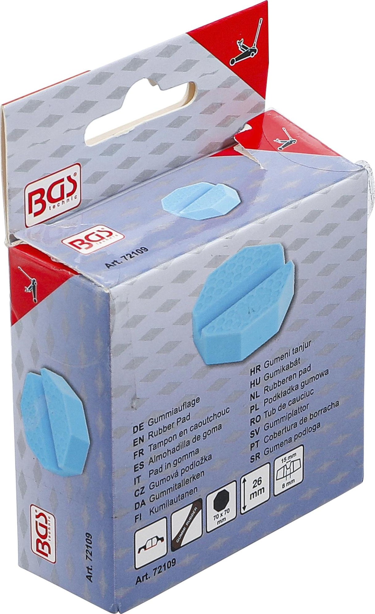 RUBBER PAD | FOR FLOOR JACK | 70 X 70 X 26 MM (72109)