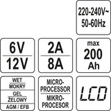 ELECTRONIC BATTERY CHARGER 6V/2A, 12V/8A (YT-83001)