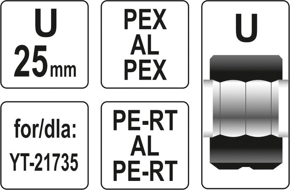 SPARE DIES FOR YT-21735 TYPE U 25MM (YT-21742)