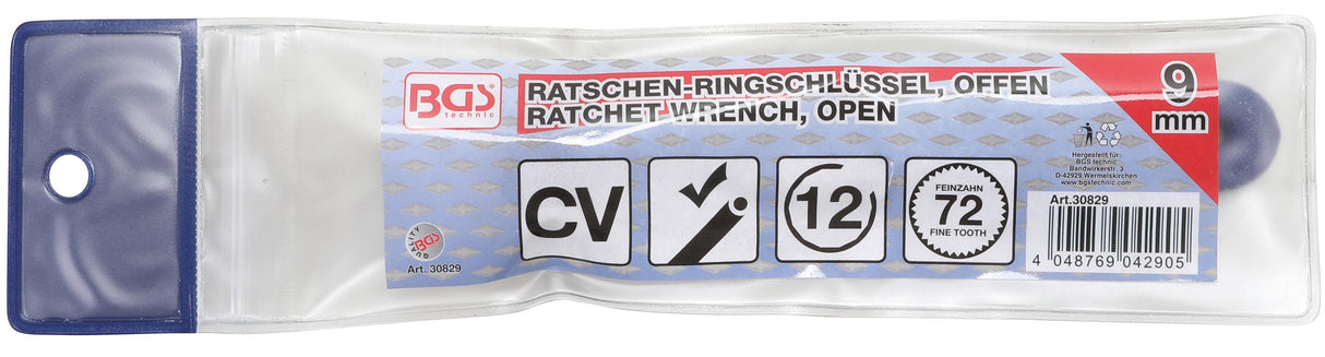 RATCHET RING SPANNER | OPEN | 9 MM (30829)