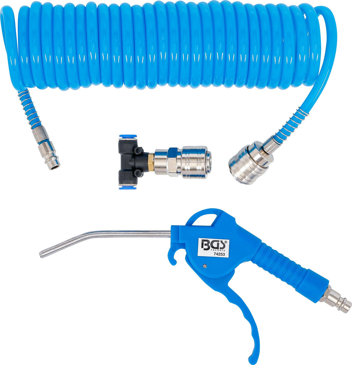 AIR BLOW GUN | WITH SPIRAL AIR HOSE AND T-CONNECTOR (74253)