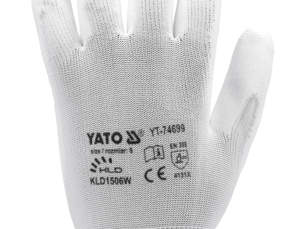 WORKING GLOVES NYLON/PU WHITE S. 10 (YT-7470)