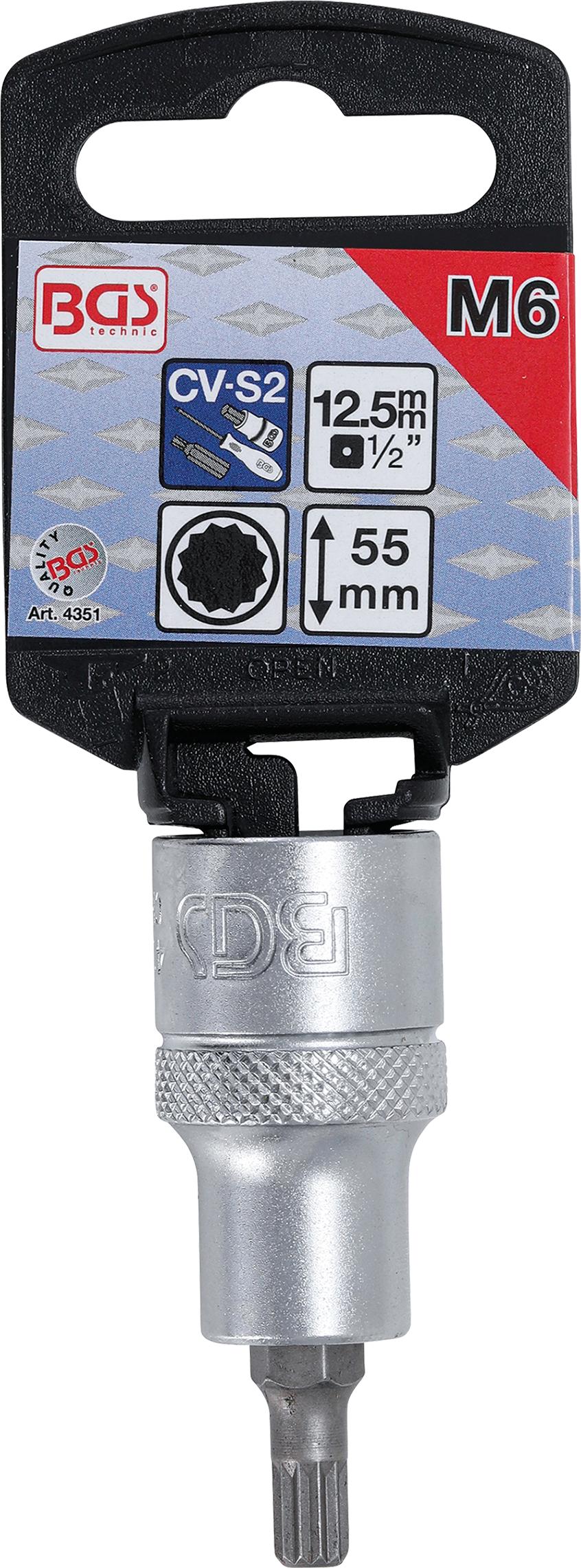 BIT SOCKET | 12.5 MM (1/2") DRIVE | SPLINE (FOR XZN) M6 (4351)
