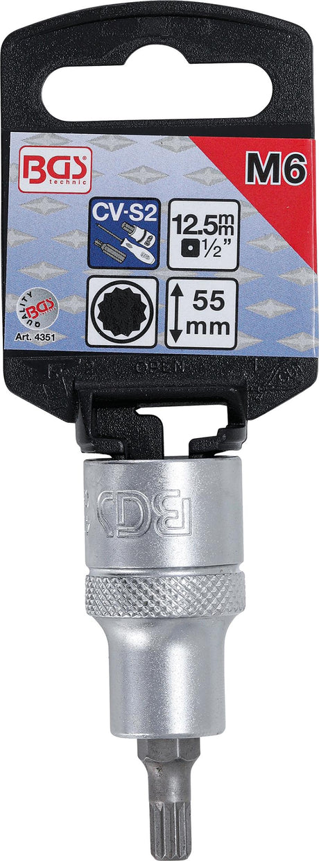 BIT SOCKET | 12.5 MM (1/2") DRIVE | SPLINE (FOR XZN) M6 (4351)