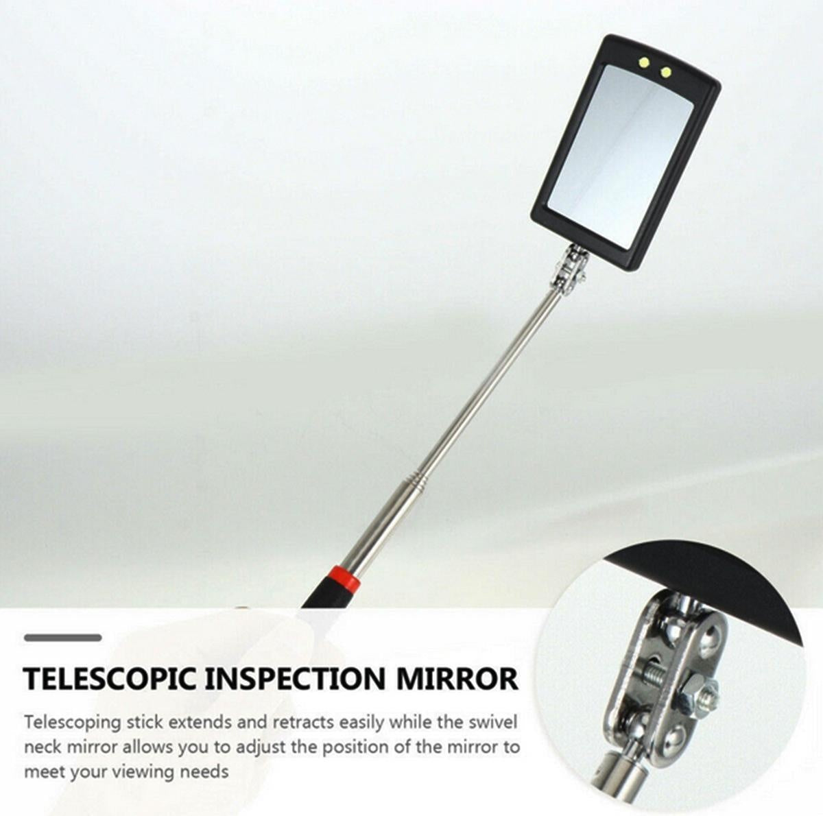 TELESCOPIC SQUARE MIRROR | 285 - 870 MM | WITH 2 LED (9302V)