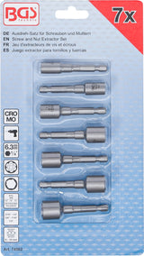 SPECIAL BIT SOCKET SET / SCREW EXTRACTORS | 6.3 MM (1/4") | 7 PCS (74562)