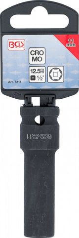 IMPACT SOCKET HEXAGON, DEEP | 12.5 MM (1/2") DRIVE | 11 MM (7211)