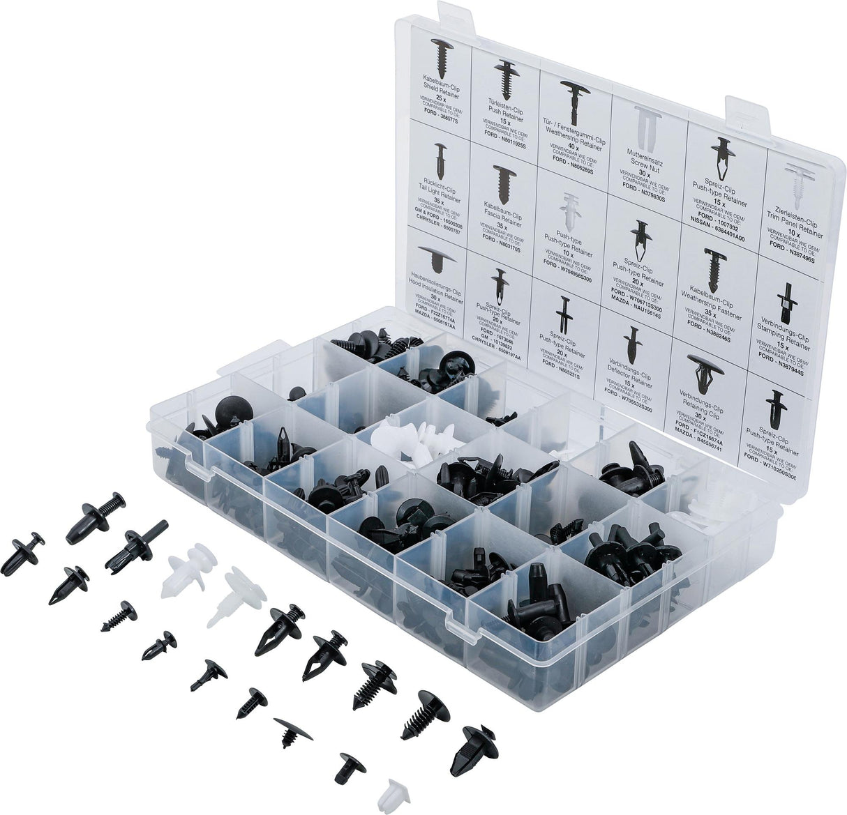AUTOMOTIVE CLIP ASSORTMENT FOR FORD, MAZDA, GM, CHRYLSER, NISSAN | 415 PCS. (9041)