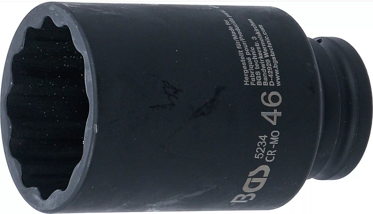 IMPACT SOCKET, 12-POINT, DEEP | 12.5 MM (1/2") DRIVE | 46 MM (5234)