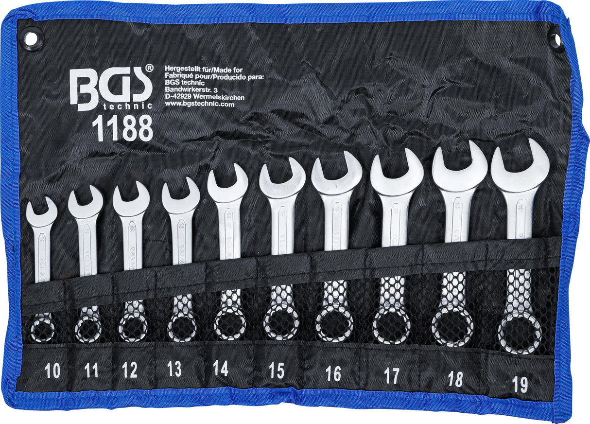 COMBINATION SPANNER SET | EXTRA SHORT | 10 - 19 MM | 10 PCS. (1188)