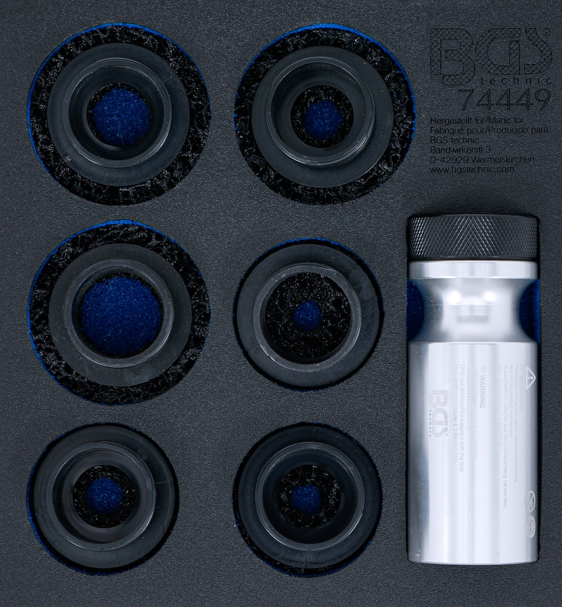 TOOL TRAY 1/6: WHEEL HUB GRINDER SET | FOR STUD BOLTS AND WHEEL NUT BOLTS | 7 PCS. (74449B)