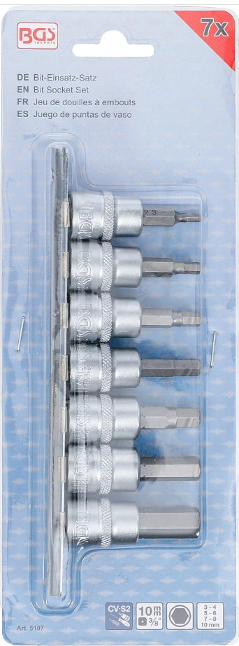 BIT SOCKET SET | 10 MM (3/8") DRIVE | INTERNAL HEXAGON 3 - 10 MM | 7 PCS. (5107)