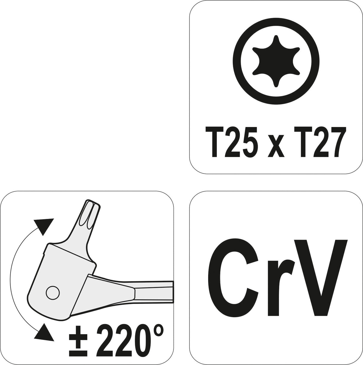 TORX DOUBLE HEAD FLEXIBLE WRENCH T25XT27 (YT-05312)