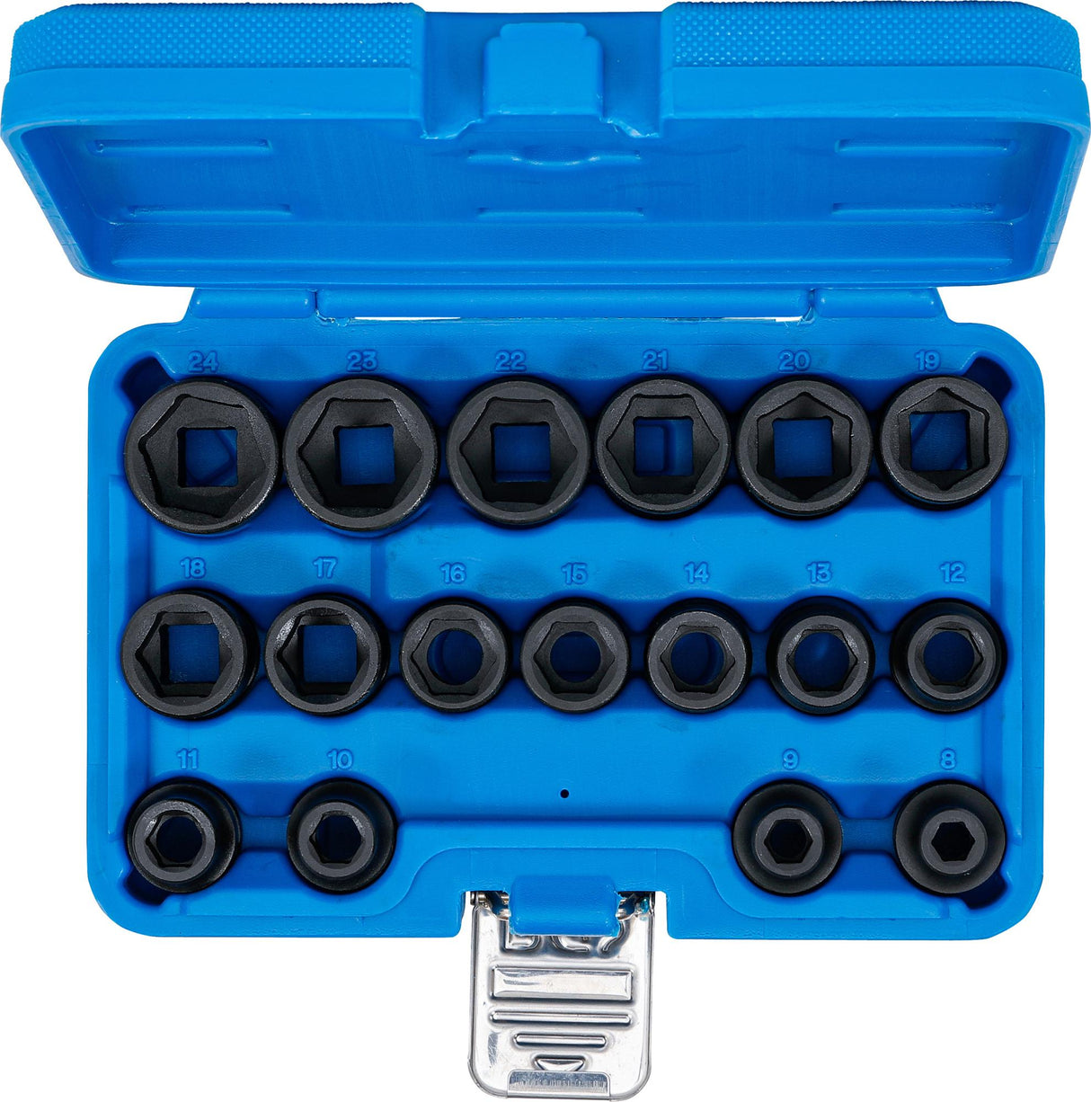 IMPACT SOCKET SET, HEXAGON, EXTRA FLAT | 12.5 MM (1/2") DRIVE | 8 - 24 MM | 17 PCS. (9286)
