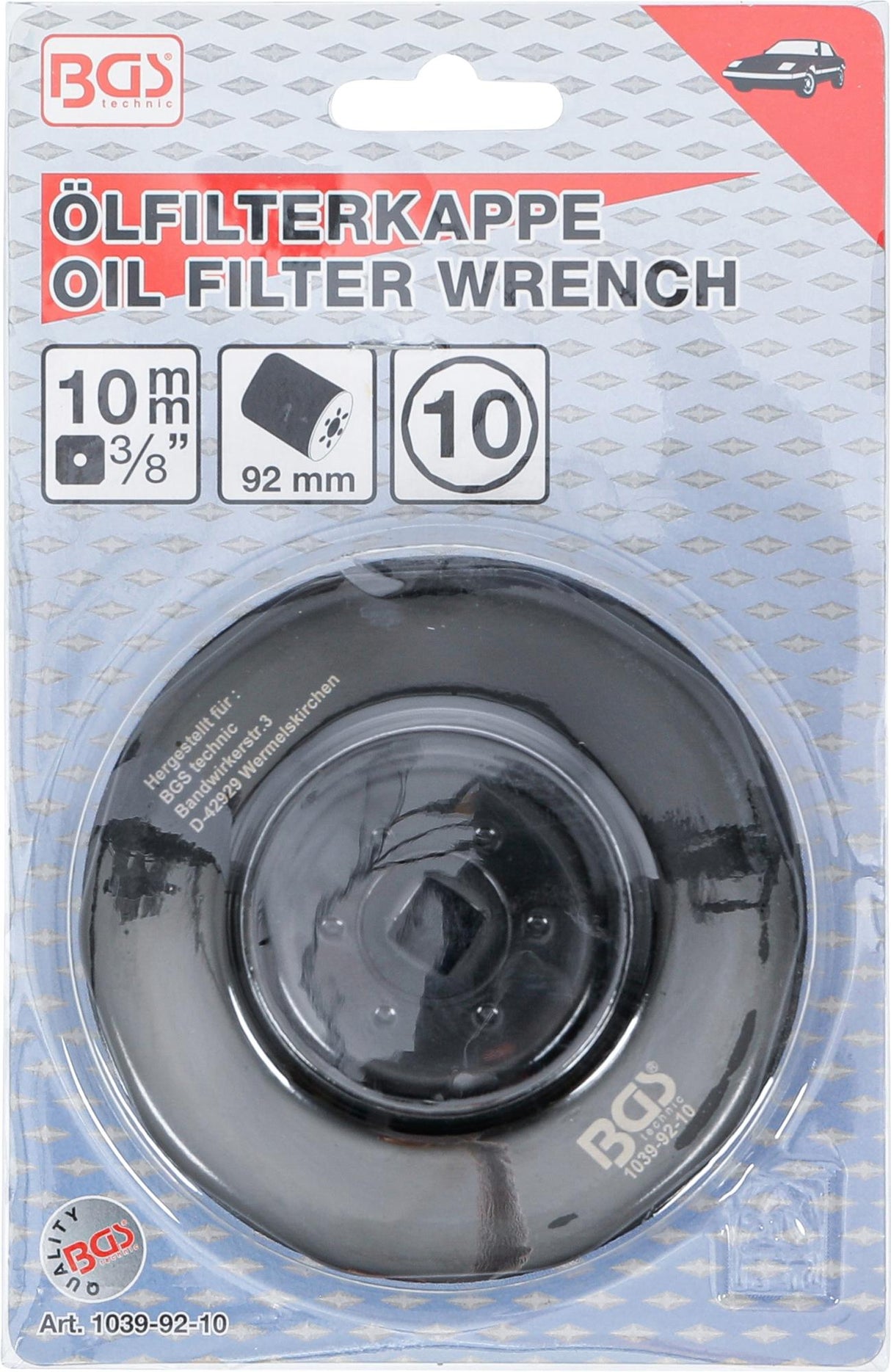 OIL FILTER WRENCH | 10-POINT | Ø 92 MM | FOR FIAT, LANCIA (1039-92-10)