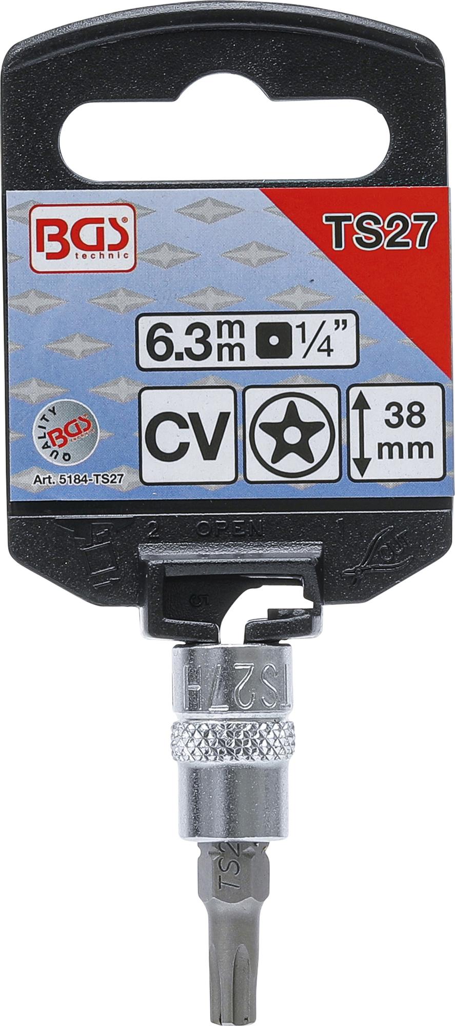 BIT SOCKET | 6.3 MM (1/4") DRIVE | T-STAR TAMPERPROOF (FOR TORX) TS27 (5184-TS27)