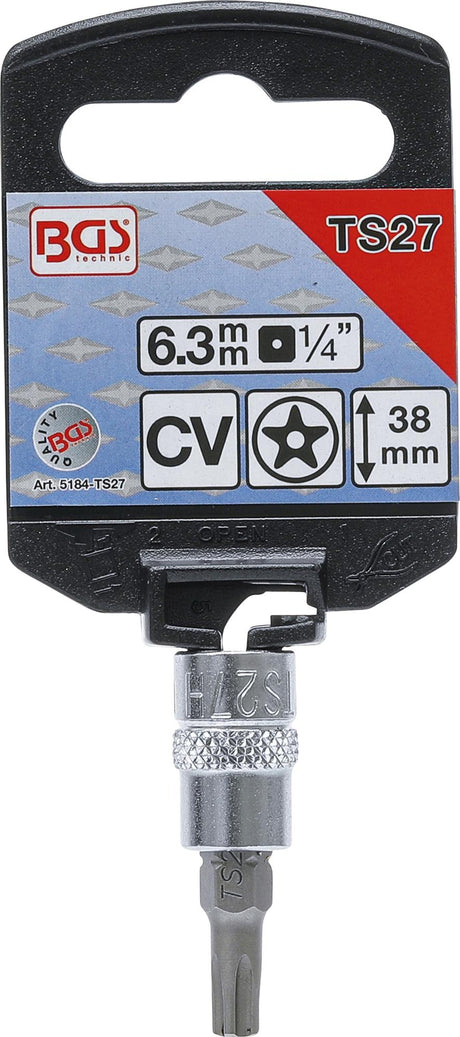 Ruuvikärki 1/4" hylsyyn puristettu, viisikulmio TS27x38mm (5184-TS27)