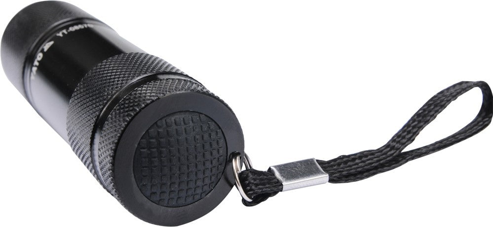 ALUMINIUM LED TORCH, 9 LED, BLACK (YT-08570)