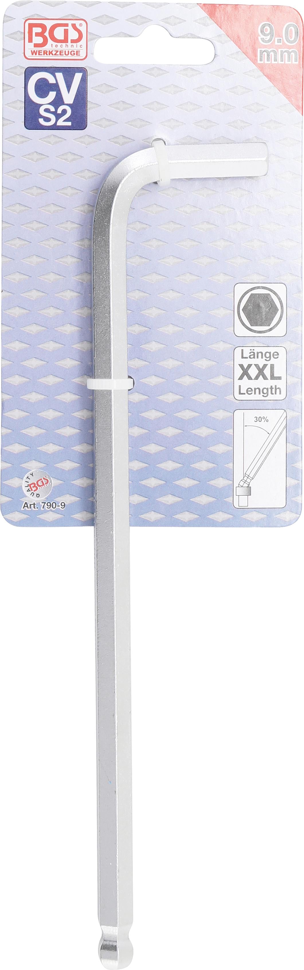 L-TYPE WRENCH | EXTRA LONG | INTERNAL HEXAGON / INTERNAL HEXAGON WITH BALL HEAD 9 MM (790-9)