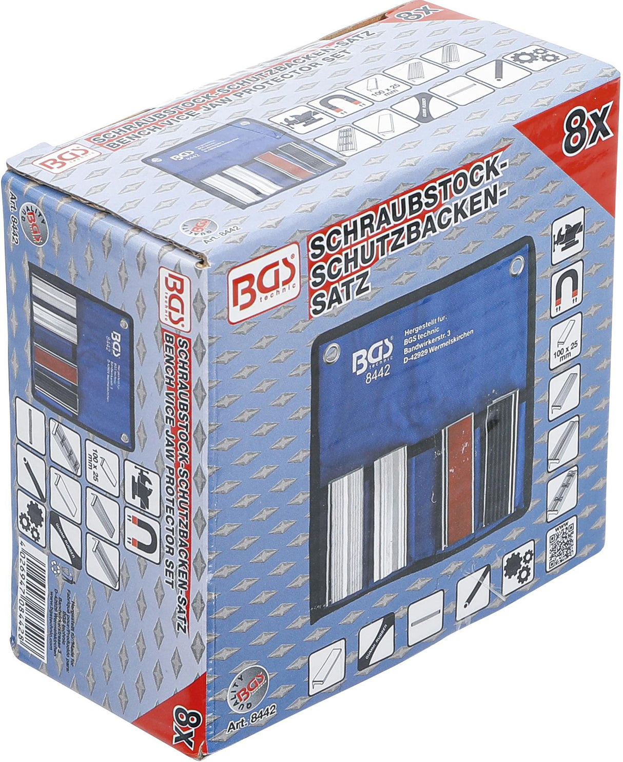 BENCH VICE JAW PROTECTOR SET | ALUMINIUM | 100 MM | 8 PCS. (8442)