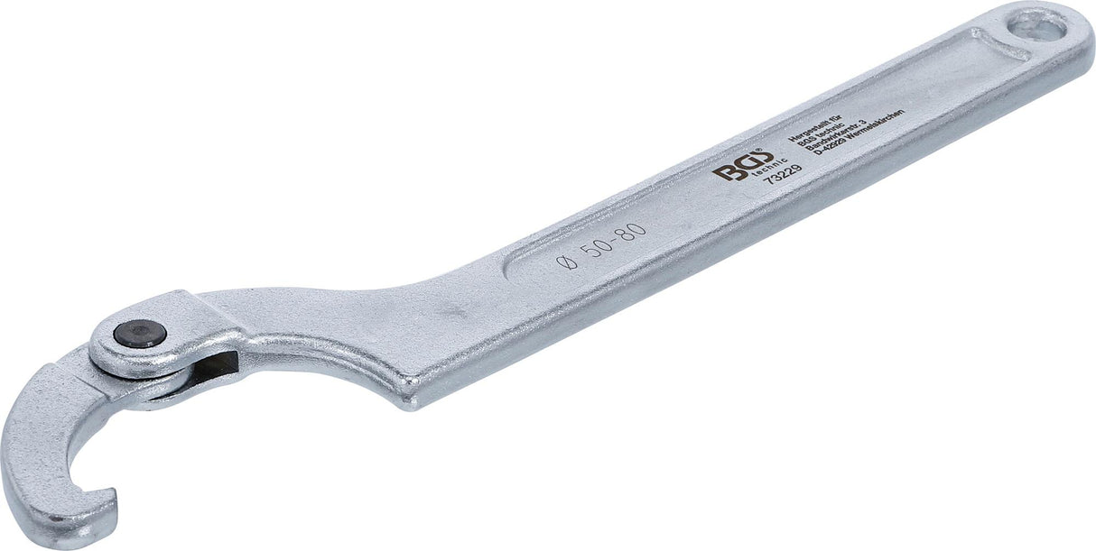 ADJUSTABLE HOOK WRENCH WITH NOSE | 50 - 80 MM (73229)