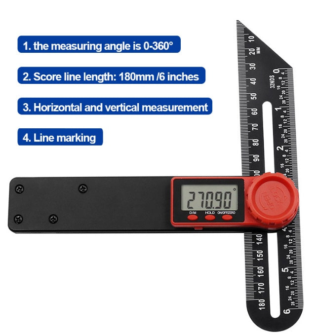 MULTIFUNCTIONAL DIGITAL DISPLAY T-SHAPED FLEXIBLE ANGLE RULER (TAR6)