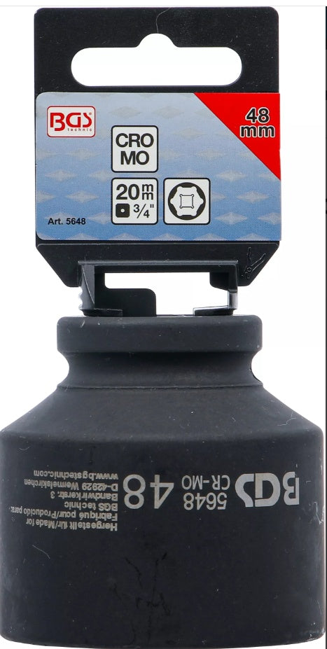 IMPACT SOCKET, HEXAGON | 20 MM (3/4") | 48 MM (5648)