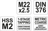 MACHINE TAP M22X2.5, DIN 376, HSS M2 (YT-2949)