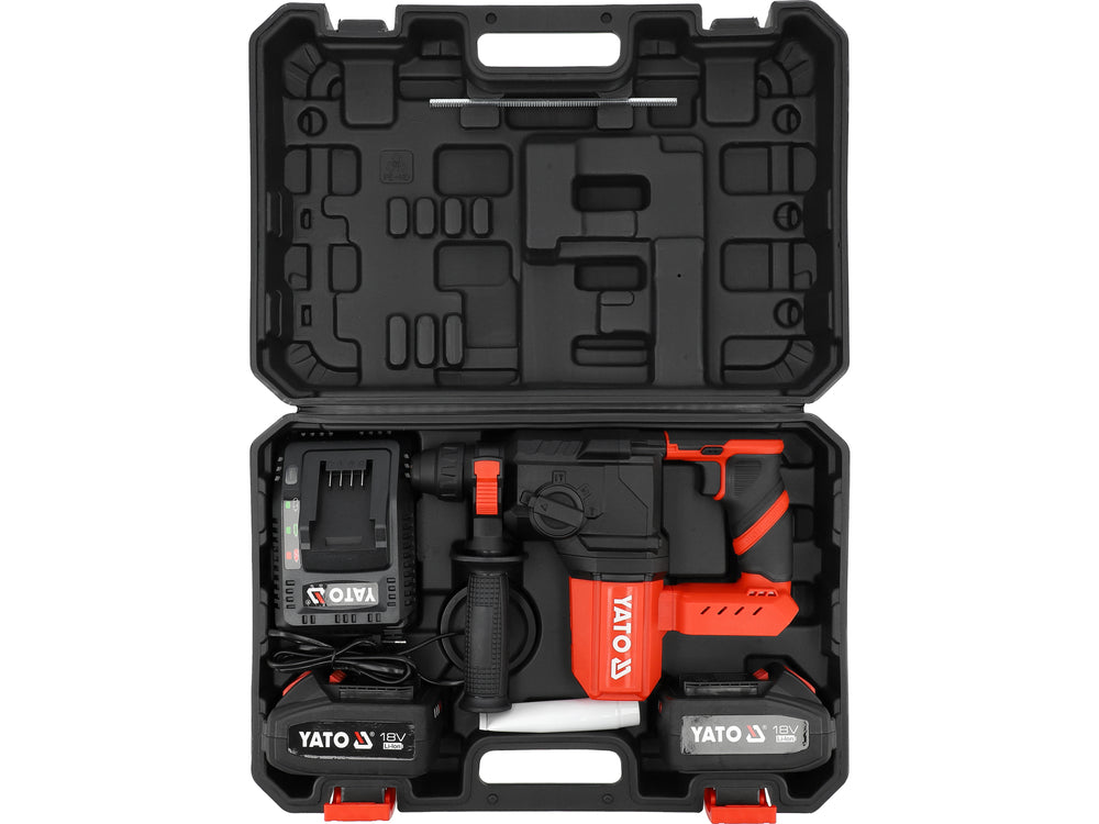 BRUSHLESS ROTARY HAMMER 18V SDS PLUS 2.5J - 2X BATTERY 4 AH (YT-827722)
