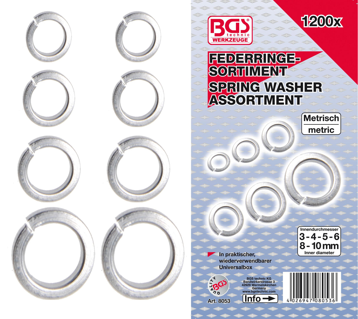 SPRING WASHER ASSORTMENT | 1200 PCS. (8053)