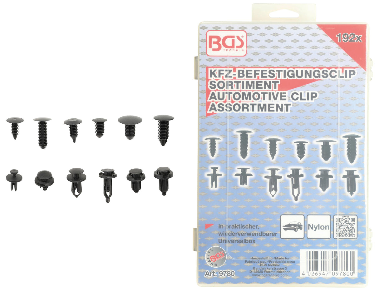 AUTOMOTIVE CLIP ASSORTMENT | UNIVERSAL | 192 PCS. (9780)