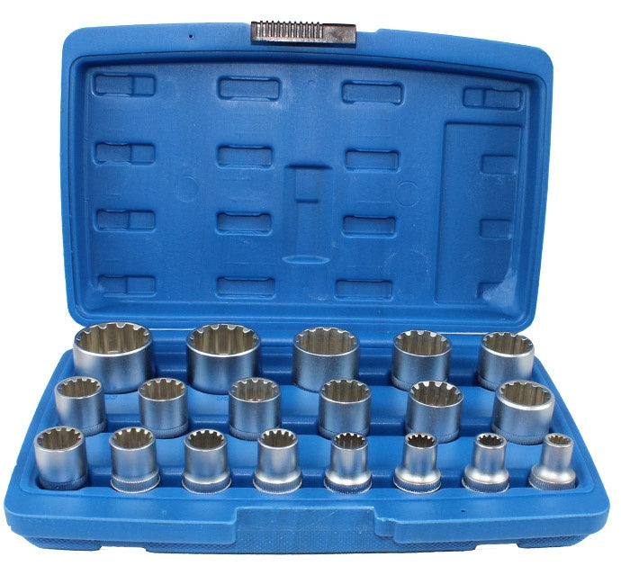 MULTIFUNCTIONAL SOCKET SET SPLINE | 12.5 MM (1/2") | 8-32 MM | 19 PCS. (KR121019)