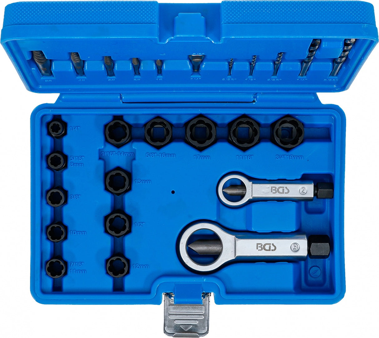 TWIST SOCKET (SPIRAL PROFILE) / SCREW EXTRACTOR AND NUT SPLITTER SET | 26 PCS. (74581B)