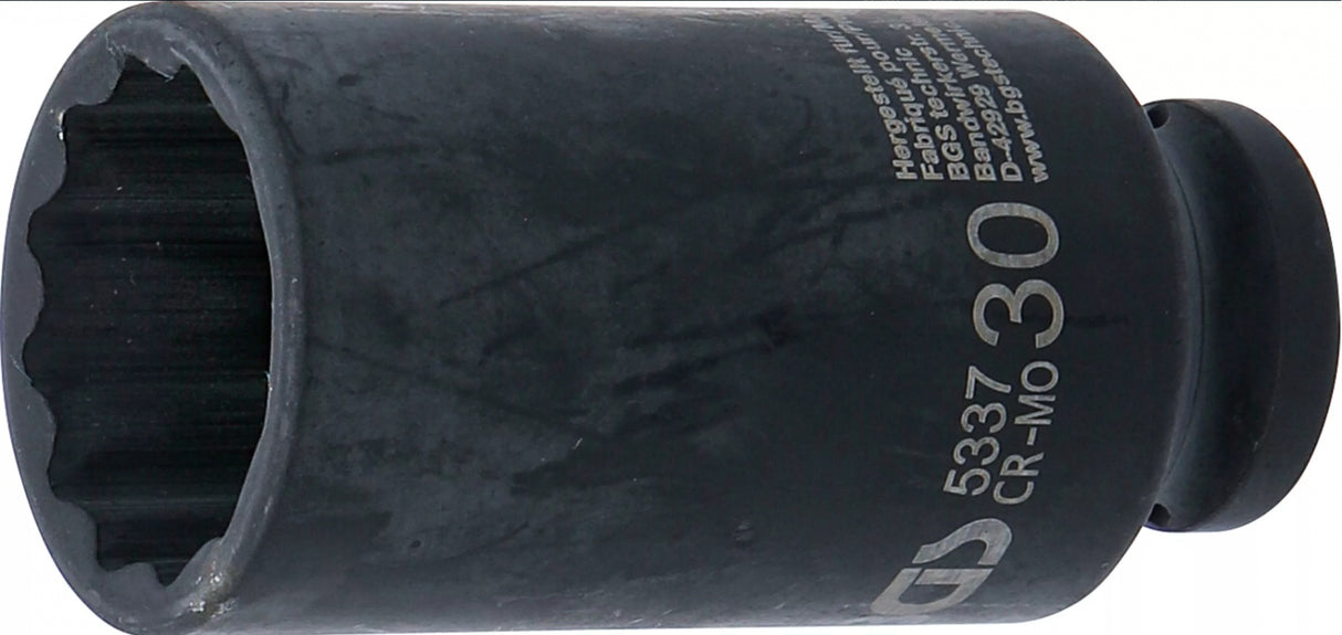 IMPACT SOCKET, 12-POINT, DEEP | 12.5 MM (1/2") DRIVE | 30 MM (5337)