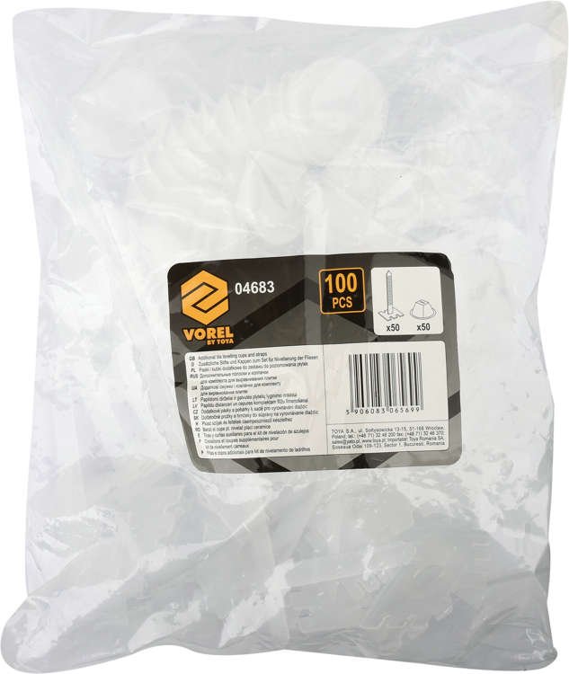 TILE LEVELING SYSTEM / STRIPS AND CUPS FOR TILE LEVELING | 50+50 PCS | 100 PCS. (04683)