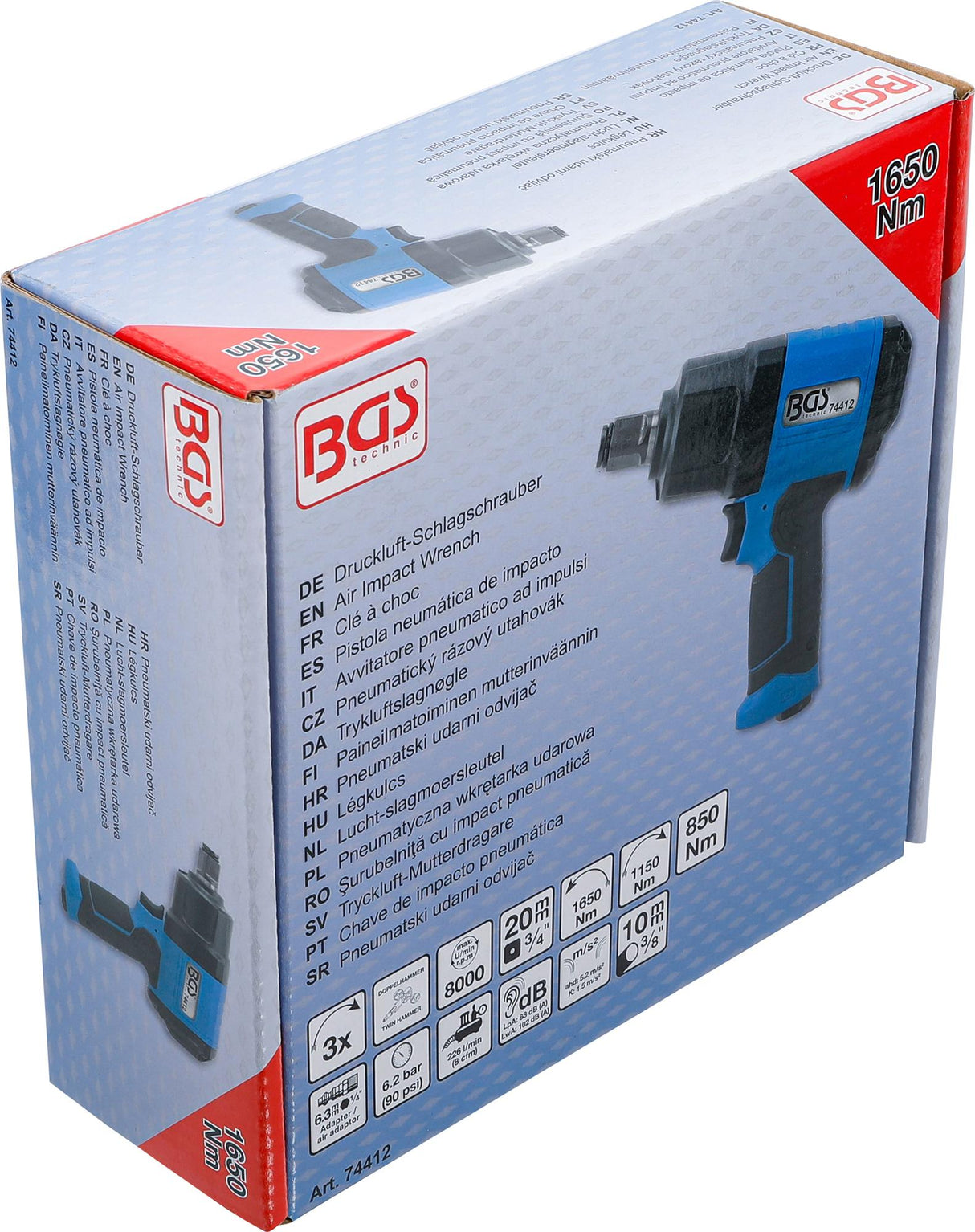 AIR IMPACT WRENCH | 20 MM (3/4") | 1650 NM (74412)